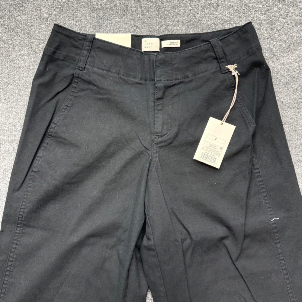 A New Day Womens High Rise Straight Leg Stretch Trousers Black Size 2 Regular - Picture 7 of 12